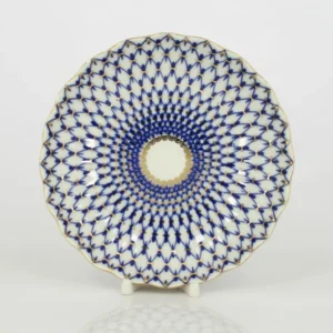 Lomonosov Imperial Porcelain Cookie Pastry Dish Cobalt Net Tulip