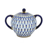 Lomonosov Imperial Porcelain Sugar Bowl Tulip Cobalt Net