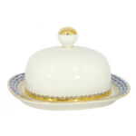 Lomonosov Imperial Porcelain Butter Holder Dish Cobalt Net