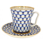 Lomonosov Imperial Porcelain Coffee Latte Hot Chocolate Mug Cobalt Net 360 Ml
