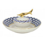 Lomonosov Imperial Porcelain Beluga Caviar Dish Cobalt Net