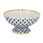 Lomonosov Imperial Porcelain Candy  Vase Tulip Cobalt Net