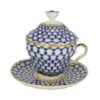 Lomonosov Imperial Porcelain Covered Steep Mug And Saucer Cobalt Net 250 Ml