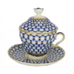 Lomonosov Imperial Porcelain Covered Steep Mug And Saucer Cobalt Net 250 Ml