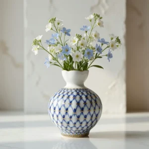 Lomonosov Imperial Porcelain Flower Vase Cobalt Net Tulip 11.8 Cm