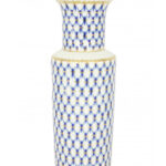 Lomonosov Imperial Porcelain Flower Vase Cobalt Net Round 27 Cm