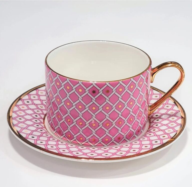 Lomonosov Imperial Bone China Porcelain Teacup And Saucer Idyll Pink  250ml