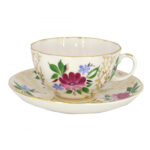 Lomonosov Imperial Porcelain Teacup And Saucer Tulip Golden Grasses 250ml