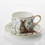 Lomonosov Imperial Bone China Porcelain Teacup And Saucer Idyll Rabbit Alice Garden 250 Ml