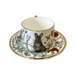 Lomonosov Imperial Bone China Porcelain Teacup And Saucer Idyll Rabbit Alice Garden 250 Ml