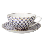 Lomonosov Imperial Bone China Porcelain Tea Cup Dome Cobalt Net 300 Ml