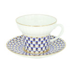 Lomonosov Imperial Bone China Porcelain Espresso Cup Wave Cobalt Net 155 ml