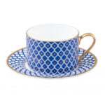 Lomonosov Imperial Bone China Porcelain Teacup And Saucer Idyll Indigo 250 Ml