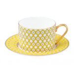 Lomonosov Imperial Bone China Porcelain Teacup And Saucer Idyll Sunny Yellow V.1 250 Ml