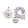 Lomonosov Imperial Bone China Porcelain Tea Set Service Cobalt Net Yulia 14 Items