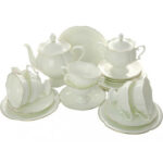 Lomonosov Imperial Bone China Porcelain Tea Set Service Natasha Golden Edge 20 Items