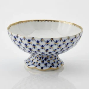Lomonosov Imperial Porcelain Candy  Vase Tulip Cobalt Net