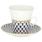 Lomonosov Imperial Bone China Porcelain Espresso Cup Dandelion Cobalt Net 165 Ml