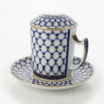 Lomonosov Imperial Porcelain Covered Steep Mug And Saucer Cobalt Net 380 Ml