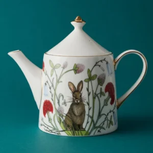 Lomonosov Imperial Bone China Porcelain Teapot Rabbit Alice Garden 900 Ml