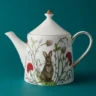 Lomonosov Imperial Bone China Porcelain Teapot Rabbit Alice Garden 900 Ml