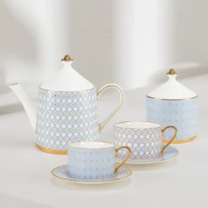 Lomonosov Imperial Bone China Porcelain Tea Set Service Azure 10 Items