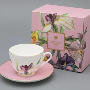 Lomonosov Porcelain Cup and saucer L’Art des Fleurs in a gift box  Rouzi 250ml