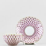 Lomonosov Imperial Porcelain Teacup and Saucer Tulip RED NET 250 ML