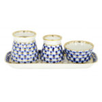 Lomonosov Imperial Porcelain SPICE SET Cobalt Net 4 Items