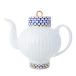 Lomonosov Imperial Bone China Porcelain Tea Set Cobalt Net Wave 14 items