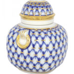 Lomonosov Imperial Porcelain Tea Caddy Cobalt Net