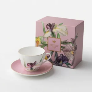 Lomonosov Porcelain Cup and saucer L’Art des Fleurs in a gift box  Rouzi 250ml