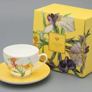 Lomonosov Porcelain Cup and saucer L’Art des Fleurs in a gift box  Forest Light 250ml