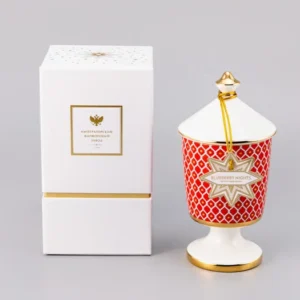 LOMONOSOV IMPERIAL BONE CHINA PORCELAIN CANDLE HOLDER SCARLET + AROMA CANDLE