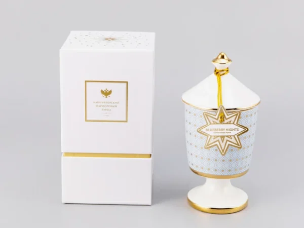 LOMONOSOV IMPERIAL BONE CHINA PORCELAIN CANDLE HOLDER AZURE + AROMA CANDLE