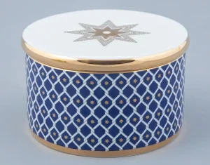 Lomonosov Imperial Bone China Porcelain Treasure Jewelry Box NAVY