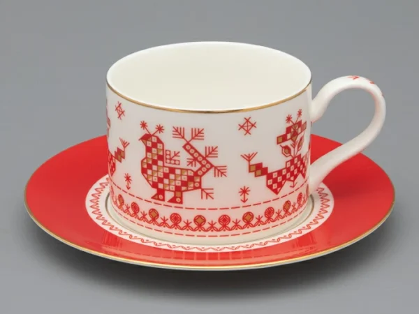 Lomonosov Porcelain Cup and saucer  Cockerel-combs 250 ml
