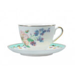 LOMONOSOV IMPERIAL BONE CHINA PORCELAIN TEACUP AND SAUCER SPRING FLORA SMILE #2 230 ML