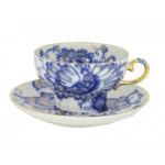 LOMONOSOV IMPERIAL PORCELAIN TEACUP AND SAUCER SINGING GARDEN 230 ML
