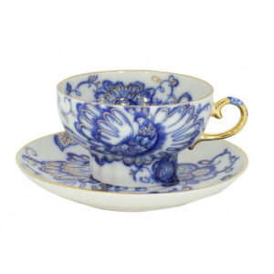 LOMONOSOV IMPERIAL PORCELAIN TEACUP AND SAUCER SINGING GARDEN 230 ML