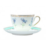 LOMONOSOV IMPERIAL BONE CHINA PORCELAIN TEACUP AND SAUCER SPRING FLORA SMILE #1 230 ML