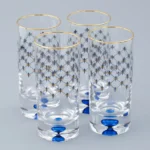 LOMONOSOV IMPERIAL GLASS WATER COBALT NET SET 4 PC 300 ML