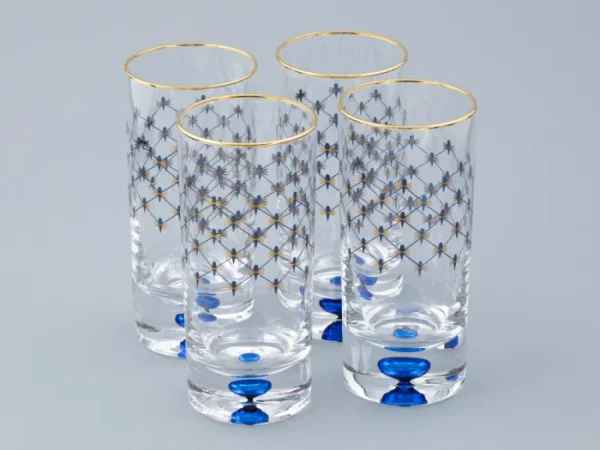 LOMONOSOV IMPERIAL GLASS WATER COBALT NET SET 4 PC 300 ML
