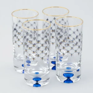 LOMONOSOV IMPERIAL GLASS WATER COBALT NET SET 4 PC 300 ML