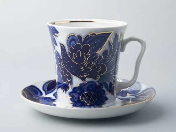 LOMONOSOV IMPERIAL PORCELAIN COFFEE LATTE HOT CHOCOLATE MUG BIRDS 360 ml