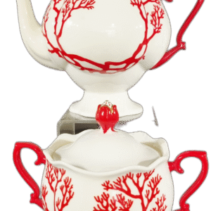 Lomonosov Imperial Bone China Porcelain Tea pot  and Sugar bowl Natasha Coral