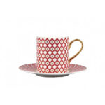 LOMONOSOV IMPERIAL BONE CHINA PORCELAIN COFFEE CUP AND SAUCER IDYLL SCARLET v.1 115 Ml
