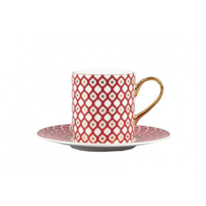 LOMONOSOV IMPERIAL BONE CHINA PORCELAIN COFFEE CUP AND SAUCER IDYLL SCARLET v.1 115 Ml