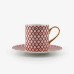 LOMONOSOV IMPERIAL BONE CHINA PORCELAIN COFFEE CUP AND SAUCER IDYLL SCARLET v.1 115 Ml