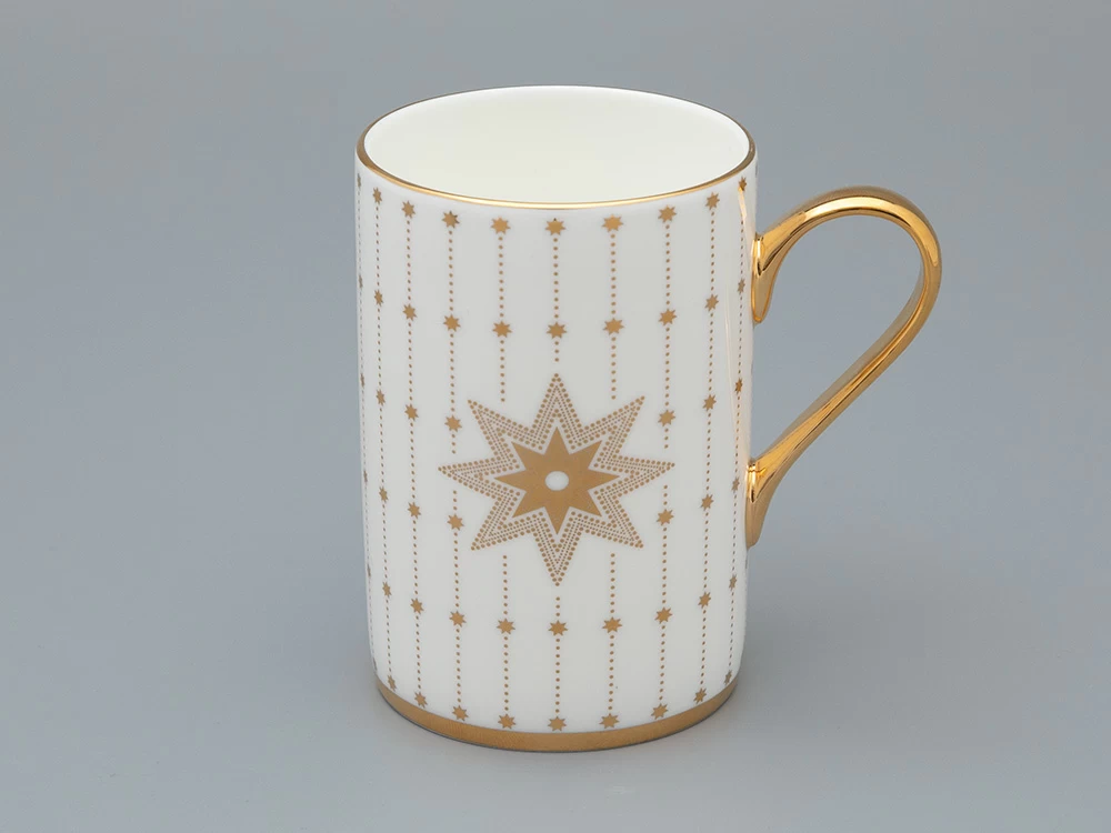 Lomonosov Imperial Bone China Porcelain Coffee Mug Idyll Azure Gold 400 Ml